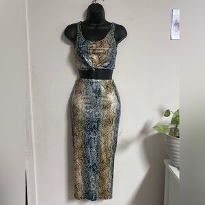 Chic Snake Print A-Line Skirt